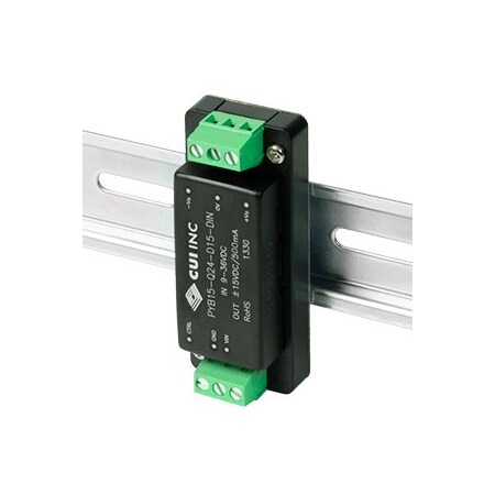 Cui Inc DC to DC Converter, 48V DC to 5/ -5V DC, 15VA, 0 Hz, DIN Rail PYB15-Q48-D5-DIN